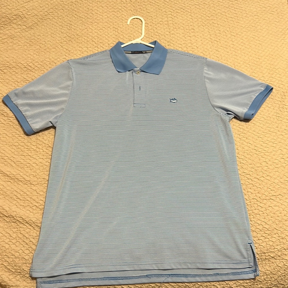 Southern Tide Light Blue Striped Polo